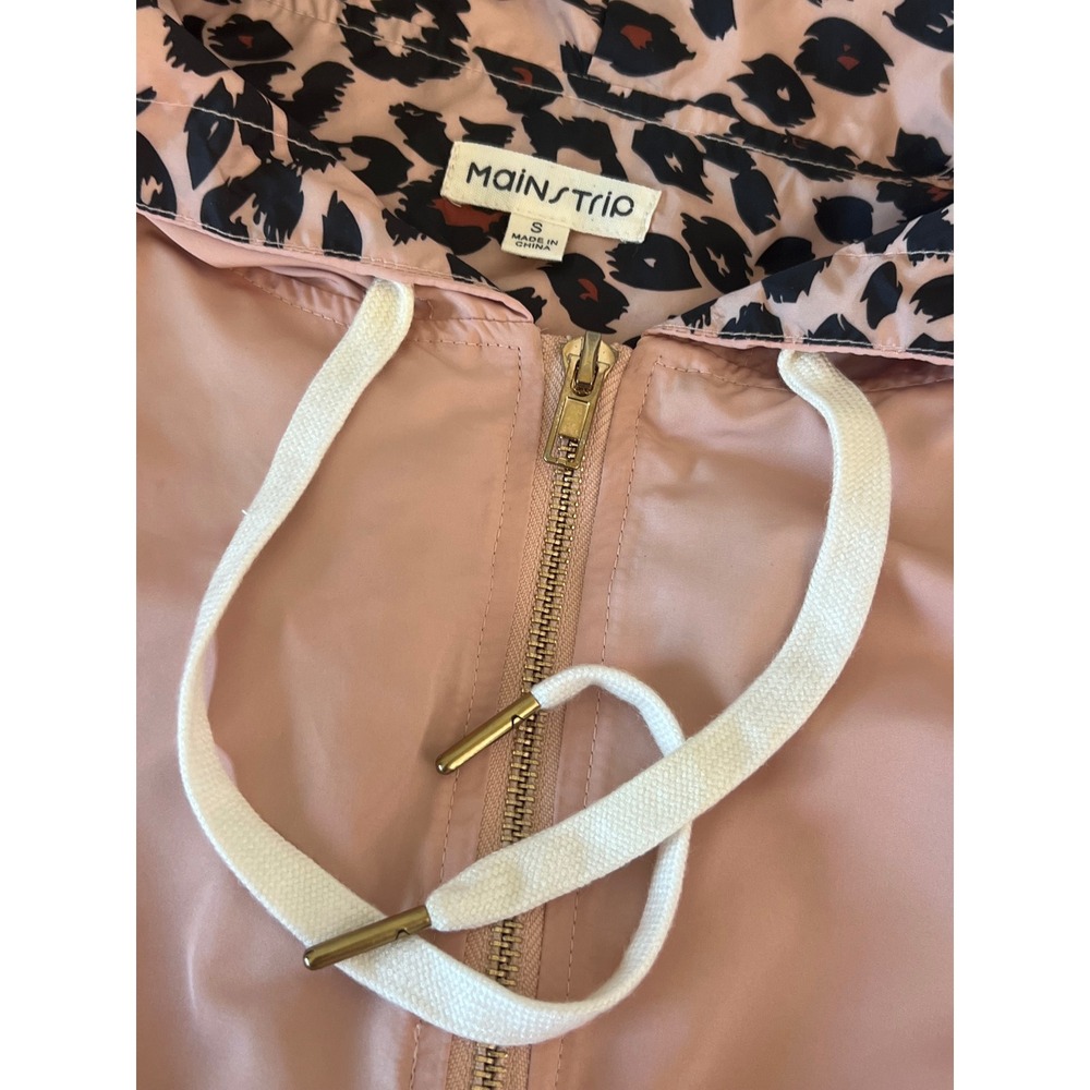 Mainstrip Womens Pink Leopard Print Hooded Anorak Windbreaker Jacket Small - Picture 4 of 8